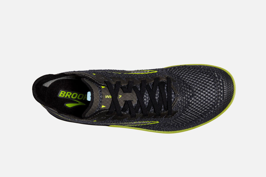 Brooks Running Shoes - Wire v7 Spikes Mens - Black/Green - KXG-176590